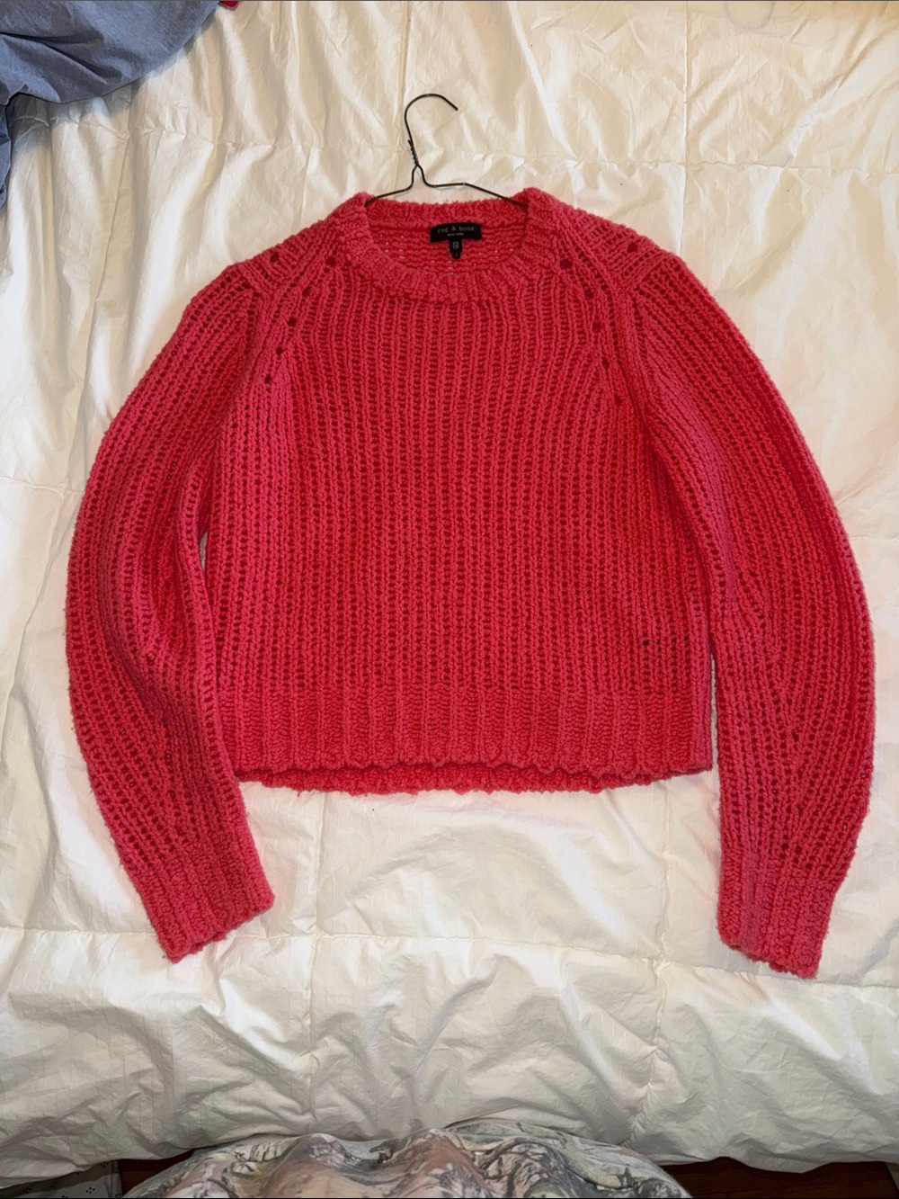 rag & bone Coral Pink Chunky Crew Sweater